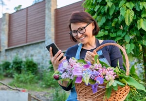 Happily gathering flowers 